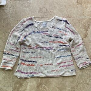 Nicole Miller Cream Multicolor Knit Sweater